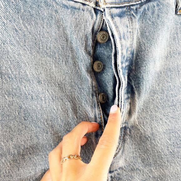 Abercrombie & Fitch The Dad High Rise Curve Love Button Fly Jeans Blue 18 - Picture 3 of 9